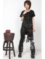 Black Short Sleeves Chain Punk T-Shirt for Women