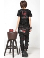 Black Short Sleeves Chain Punk T-Shirt for Women