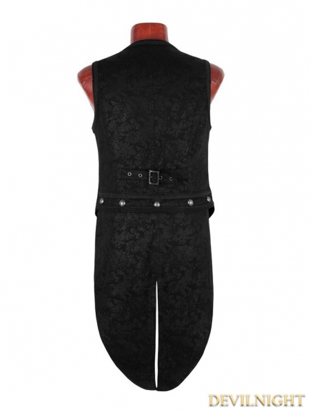 Black Gothic Swallow Tail Vest for Men - Devilnight.co.uk