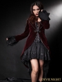 Wine Red Velvet Gothic Swallow-Tailed Coat for Women