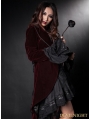 Wine Red Velvet Gothic Swallow-Tailed Coat for Women