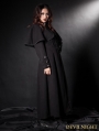 Black Gothic Long Coat with Cape for Women