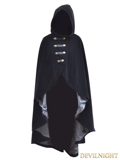 Black Velvet Gothic Hooded Cape for Women