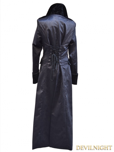Black Double-Breasted Gothic Long Jacket for Men - Devilnight.co.uk