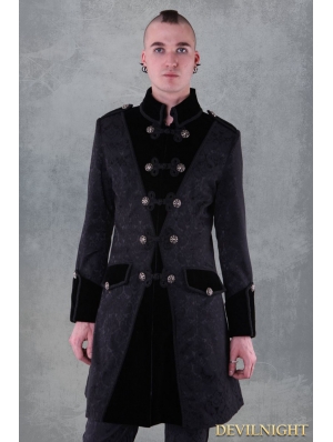 Black Pattern Winter Gothic Coat for Men