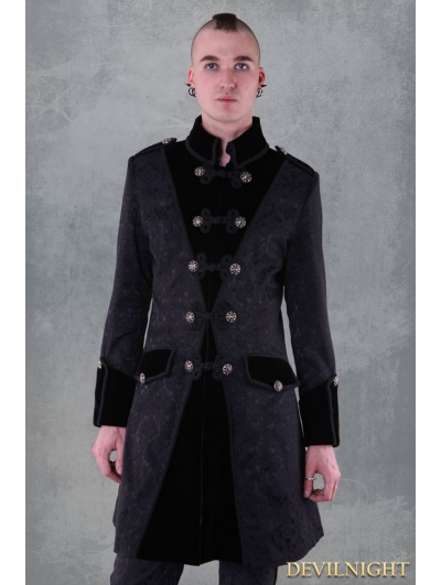 Black Pattern Winter Gothic Coat for Men