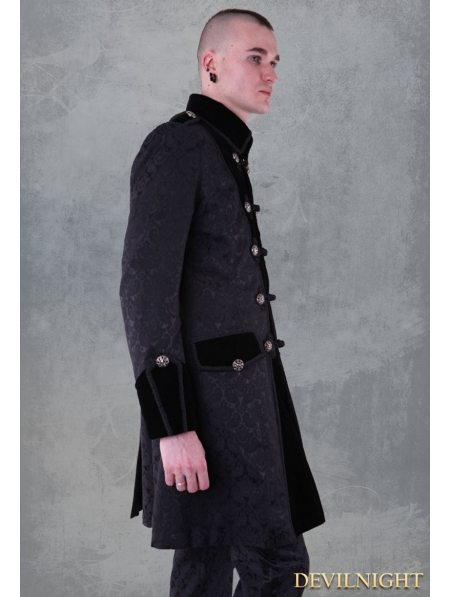 Black Pattern Winter Gothic Coat for Men - Devilnight.co.uk
