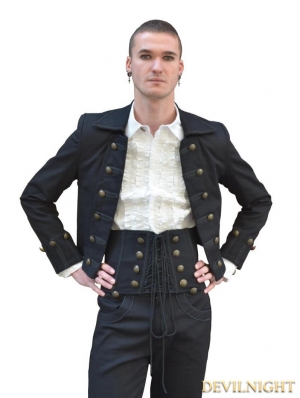 Black Double-Breasted Gothic Short Jacket for Men