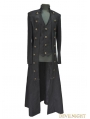 Black Double-Breasted Long Gothic Coat for Men