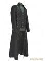 Black Double-Breasted Long Gothic Coat for Men