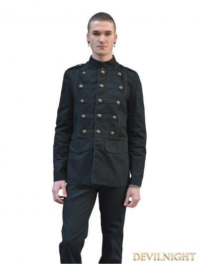 Black Gothic Military Style Jacket for Men