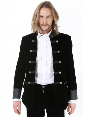 Black Double-Breasted Gothic Jacket for Men