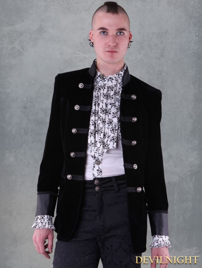 Black Double-Breasted Gothic Jacket for Men