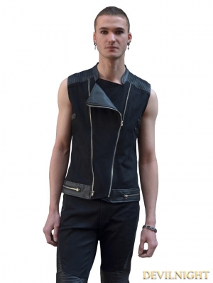 Black Gothic Punk Sleeveless Shirt for Men