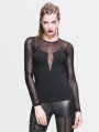 Black Spider Web Gothic Long Sleeves Shirt for Women