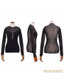 Black Spider Web Gothic Long Sleeves Shirt for Women