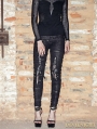 Black Knitting Hole Gothic Punk Legging for Women