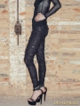 Black Knitting Hole Gothic Punk Legging for Women