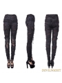 Black Knitting Hole Gothic Punk Legging for Women