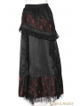 Black and Red Steampunk Long Skirt