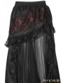 Black and Red Steampunk Long Skirt