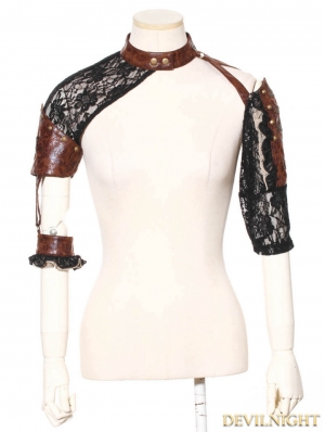 Brown and Black Steampunk Top for Women