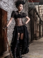 Black Irregular Steampunk Long Skirt