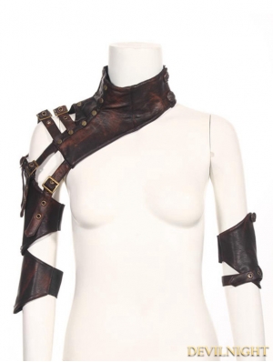 Brown Faux Leather Steampunk Shoulder Armour