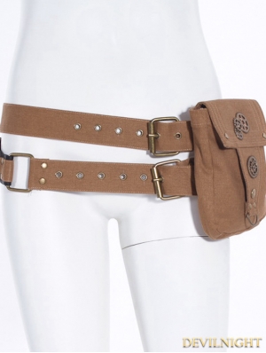 Brown Steampunk Belt with Pocket Bag