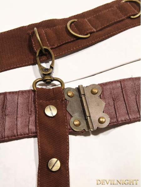 Brown Leather Steampunk Belt with Pocket Bag - Devilnight.co.uk