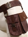 Brown Leather Steampunk Belt with Pocket Bag