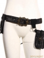 Black Leather Steampunk Belt with Pocket Bag