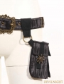 Black Leather Steampunk Belt with Pocket Bag