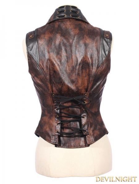 steampunk faux leather vest for women devilnight co uk punk rave size chart
