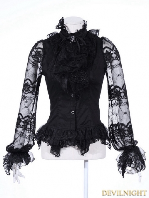 Black Bowtie Gothic Blouse for Women