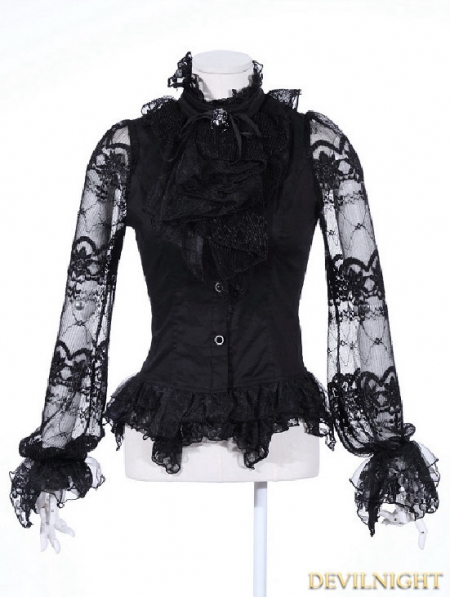 Black Bowtie Gothic Blouse for Women - Devilnight.co.uk