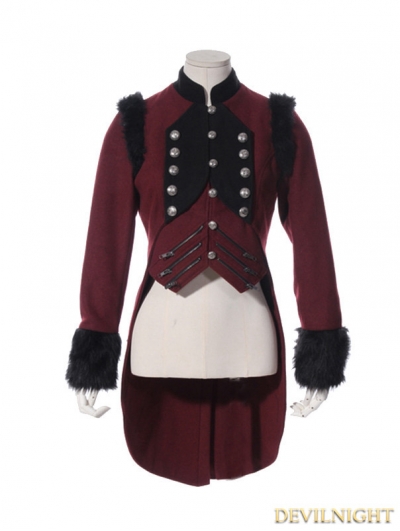 Red Swallow Tail Gothic Coat for Women