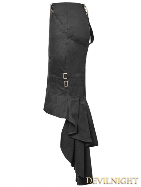 Black Uniform Style Gothic Punk Fishtail Skirt - Devilnight.co.uk