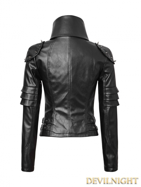 Black Gothic Punk Short Jacket for Women - Devilnight.co.uk