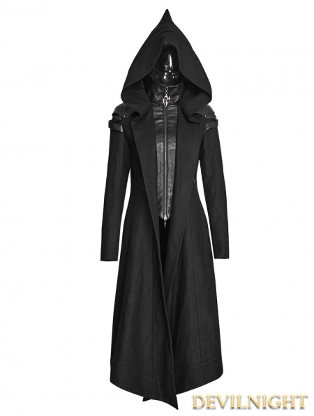 Black Gothic Hooded Coat for Women - Devilnight.co.uk