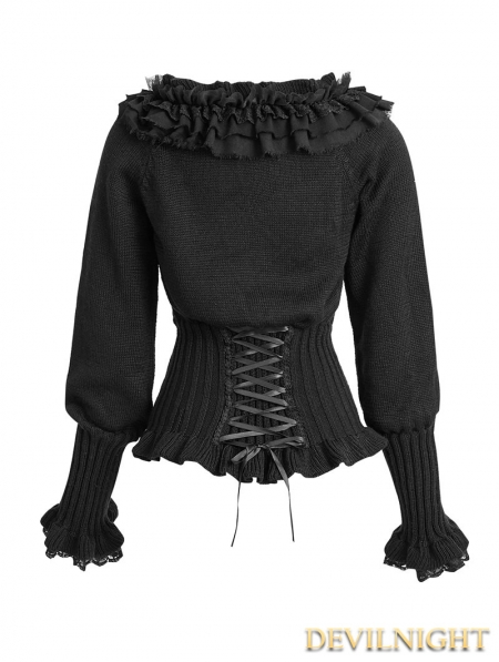 Black Gothic Lolita Sweater - Devilnight.co.uk