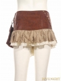 Brown Steampunk Short Skirt with Waist Bag