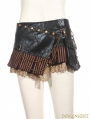 Black Steampunk Short Skirt with Waist Bag