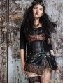 Black Steampunk Short Skirt with Waist Bag