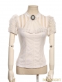 White Short Sleeves Bowtie Steampunk Shirt