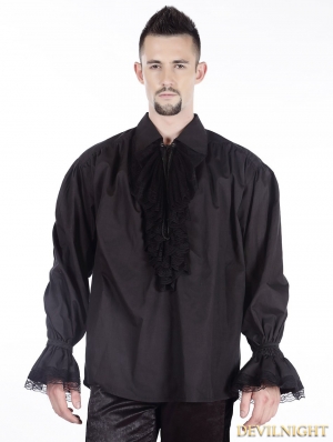 Black Vintage Gothic Blouse for Men