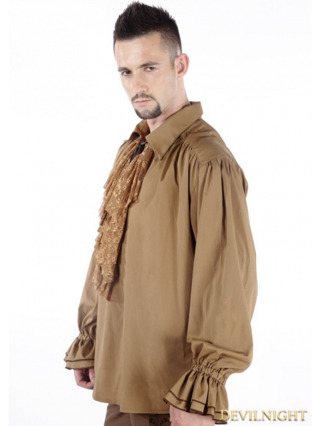 Brown Vintage Steampunk Blouse for Men - Devilnight.co.uk