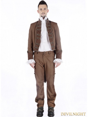 Brown Vintage Steampunk Tuxode Jacket for Men