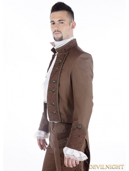 Brown Vintage Steampunk Tuxedo Jacket for Men - Devilnight.co.uk