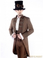 Brown Vintage Double-Breasted Steampunk Jacket for Men